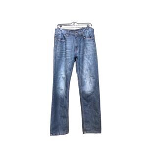 Paper Denim Cloth Jeans Mens Slim Straight Distressed Medium Blue 32 x32